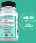 Quercetin 800mg w/Bromelain 165mg Per Serving 120 Veggie CapsulesFull 60 Day Supply Vitamin Supplement to Support Cardiovascular Health Bioflavonoids for Cellular Function Gluten Free NonGMO