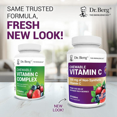 Dr. Berg Chewable Vitamin C Complex Made with Organic Non GMO Berries 60 Delicious Wafers