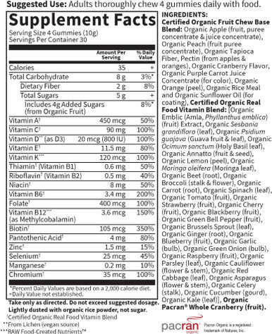 Garden of Life Organics Women's Gummy Vitamins - Berry - Certified Organic, Non-GMO, Vegan, Kosher Complete Multi - Methyl B12, C & D3 - Gluten, Soy & Dairy Free, 120 Real Fruit Gummies