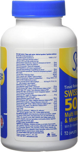 Swiss Natural Timed Release Swiss One 50 | All in One Multi Vitamin & Mineral with B Vitamins | Daily Maintenance for Overall Health | No Additives | 72 Caplets