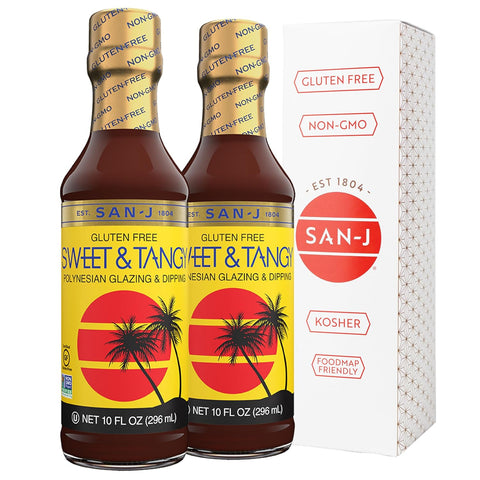 San-J - Spice of Life Variety Pack- Teriyaki, Orange Sauce, Szechuan, Thai Peanut - All Gluten Free Cooking Sauces - Non-GMO - 10 oz. Bottles - 4 Pack
