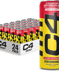 Cellucor C4 Performance Energy Drink | Strawberry Blast | Zero Sugar Carbonated Preworkout Energy | 200mg Caffeine with Beta Alanine | 16 Fl Oz (12 Pack)