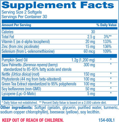 Anabolic Laboratories Mens Prostate Health Supplements - 60 Softgels With 1,200 Mg Pumpkin Seed Oil And 300 Mg Saw Palmetto Prostate Supplement - Prostana Health Support