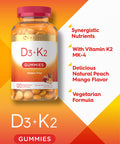 Vitamin D3 K2 Gummies | 120 Count | With Calcium | Vegetarian, Non-Gmo, And Gluten Free Vitamin Supplement | By Carlyle