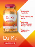 Vitamin D3 K2 Gummies | 120 Count | With Calcium | Vegetarian, Non-Gmo, And Gluten Free Vitamin Supplement | By Carlyle