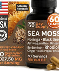 Atlantic Naturals Sea Moss Capsules â€“ Irish Sea Moss With Black Seed Oil Ashwagandha Moringa Ginseng & Ginger For Energy Vitality & Wellness â€“ Nutritional Supplement â€“ Made In Usa â€“ 60 Capsules