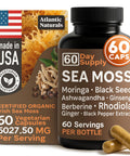 Atlantic Naturals Sea Moss Capsules Irish Sea Moss with Black Seed Oil Ashwagandha Moringa Ginseng and Ginger for Energy Vitality and Wellness Nutritional Supplement Made in USA 60 Capsules