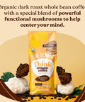 Four Sigmatic Dark Roast Organic Whole Bean Coffee By | Fair Trade Coffee Beans Coated With Lion'S Mane Chaga Mushrooms | Nootropic Mushroom Coffee For Enhanced Brain Function & Immune Support | 12Oz