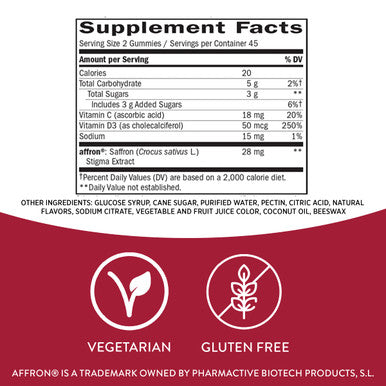 Nature'S Way Mood Lift Gummies, Reduces Fatigue*, With Affron Saffron And Vitamin D3, 90 Gummies