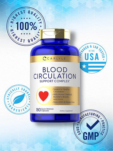 Blood Circulation Supplement | 180 Capsules | Supports Healthy Circulation | Non-Gmo, Gluten Free | By Carlyle