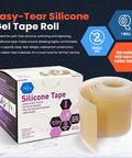 Medpride Easy-Tear Silicone Gel Tape Roll-1.5 Inch X 1.6 Yards- Medical Grade Wound Dressing, Sticky Bandage, Water + Shower-Proof- Latex-Free, Adhesive, Soft + Flexible, Pain-Removal + Switching