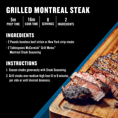 McCormick Grill Mates Seasoning, Montreal Steak, No MSG Added, Gluten Free, No Artificial Flavors, For Transforming Everyday Cuts of Meat and Vegetables into a Grilling Masterpiece, 11.62 oz