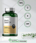 Black Seed Oil 2000mg | 120 Softgel Capsules | Cold Pressed Nigella Sativa Pills | Non-GMO, Gluten Free | by Horbaach