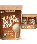 Sugar In The Raw Organic Granulated White Premium Cane Sugar, No Erythritol, Pure Natural Sweetener, Hot & Cold Drinks, Coffee, Baking, Vegan, Gluten-Free, Non-GMO, Bulk Sugar, 24 oz Bag (8-Pack)