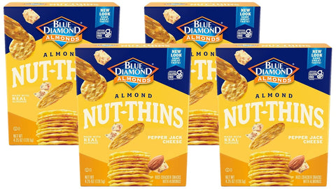 Blue Diamond Almonds Nut Thins Gluten Cracker Crisps Hint of Sea Salt 4.25 Oz Boxes (Pack of 1)