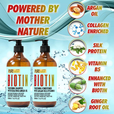 Pure Nature Lux Spa Biotin Shampoo and Conditioner Set and Hair Mask Sulfate Deep Treatment with Morrocan Argan Oil Helps with Hair Growth Hydrating Treatment for Dry Damaged Hair