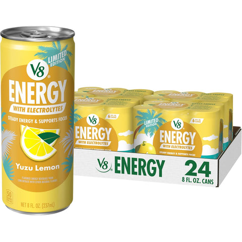 V8 Energy Strawberry Banana Juice Energy Drink, 8 fl oz Can (24 Pack)
