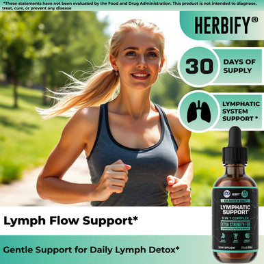 Herbify Lymphatic Drainage Drops For Liver Detox & Immune Support - Lymph System Support Drops - Detox Cleanse - 30 Days Supply - 2 Fl Oz Made In Usa