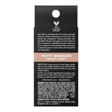 e.l.f. Putty Bronzer Creamy Highly Pigmented Formula Creates a LongLasting Bronzed Glow Infused with Argan Oil Vitamin E Feelin Shady 0.35 Oz 10g