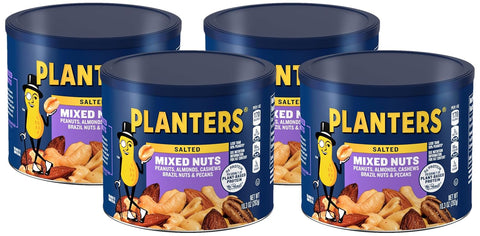 PLANTERS Salted Mixed Nuts, Party Snacks, Plant-Based Protein 10.3oz (1 Canister)