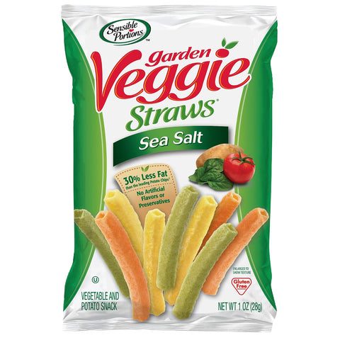 Sensible Portions Garden Veggie Snacks Veggie Straws Gluten Snack Size Sea Salt 1 Oz (Pack of 24)