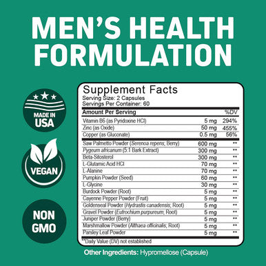 Herbtonics Prostate Support Supplement For Men'S Health - Saw Palmetto & Beta Sitosterol Formula With Pumpkin Seed Oil - Promotes Prostate Health & Less Urination - Dht Blocker For Hair - 120 Capsules
