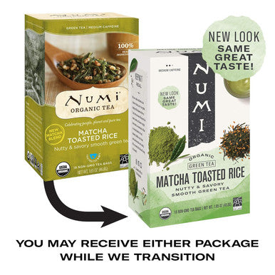 Numi Organic Tea Matcha Toasted Rice 18 Count (Pack of 3) Box of Tea Bags Green Tea (Packaging May Vary)
