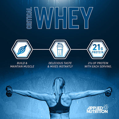 Applied Nutrition Critical Whey Protein Powder Shake Gold Muscle Building Supplement with Glutamine & High Standard Amino Acids BCAA 2.27kg - Servings 67 (Strawberry Milkshake)