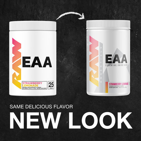 Raw Eaa Amino Acids Powder Strawberry Lemonade (25 Servings) - Pre Workout Amino Energy Powder For Strength Endurance Recovery & Lean Muscle Growth - Bcaa Amino Acids Supplement For Men & Women