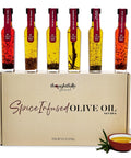 Thoughtfully Gourmet, Spice Infused Olive Oil Gift Set, Premium Extra-Virgin Olive Oil from Spain, Flavors Include Chili, Rosemary, Lemon, Spicy Garlic, Herbes de Provence and Tuscan, Set of 6