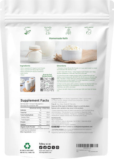 Micro Ingredients Organic Inulin FOS Powder (Jerusalem Artichoke) 2.2 Pounds (35 Ounce) Quick Water Soluble Prebiotic Intestinal Support for Colon and Gut Health Fibers for Smoothie & Drinks Vegan Friendly