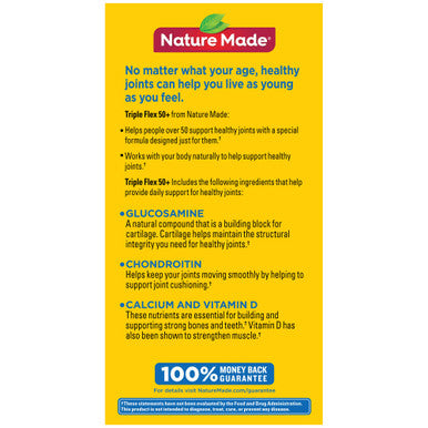 Nature Made Triple Flex 50 Plus Triple Strength With Glucosamine And Chondroitin Dietary Supplement For Joint Support 120 Caplets 60 Day Supply