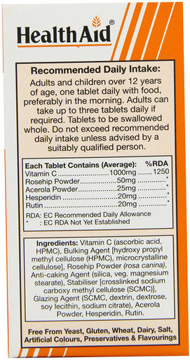 HealthAid Vitamin C 1000mg - Prolong Release - 60 Vegan Tablets