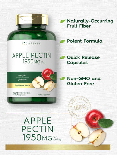 Carlyle Apple Pectin | 1950mg | 150 Capsules | Non-GMO & Gluten Herbal Supplement