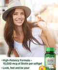 Biotin 10000mcg | 100 Softgels | Non-GMO Gluten Supplement | by Nature's Truth