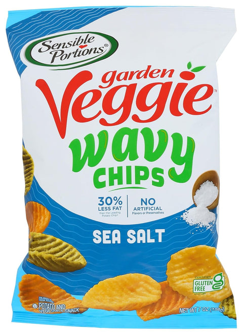 Sensible Portions Garden Veggie Wavy Chips Sea Salt Snack Size 1 Oz (Pack of 24)