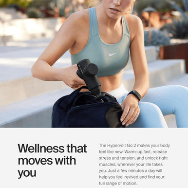 Hyperice Hypervolt Go 2 in Black - Featuring Quiet Glide Technology - Handheld Percussion Massage Gun | 3 Speeds 2 Interchangeable Heads | Helps Relieve Sore Muscles and Stiffness | FSA-HSA Eligible