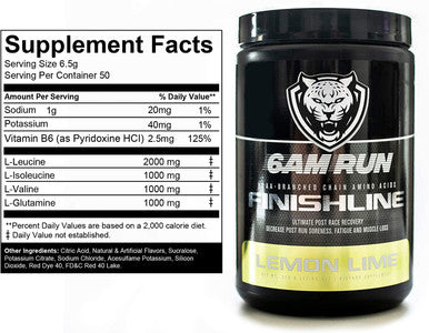 6AM RUN Finishline Amino Energy Powder Post Run Recovery Drink Branch Chain Amino Acids Powder Heal and Recovery Powder Keto Post Workout Powder Lemon Lime BCAA Powder 50 Scoops