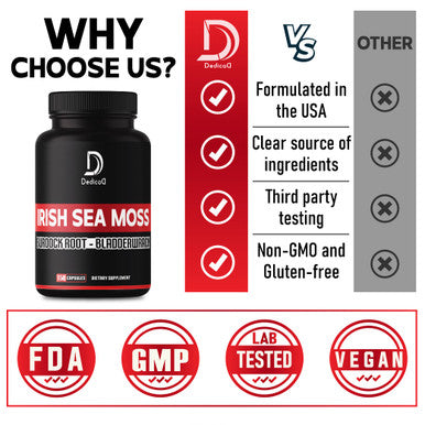 Irish Sea Moss Capsules 2400Mg W. Burdock Root & Bladderwrack - Irish Sea Moss Raw Organic, Organic Sea Moss, Seamoss Pills
