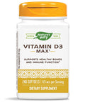Nature'S Way Vitamin D3 Max, Supports Healthy Bones And Teeth*, Supports Immune Health*, 125Mcg Per Serving, 240 Softgels