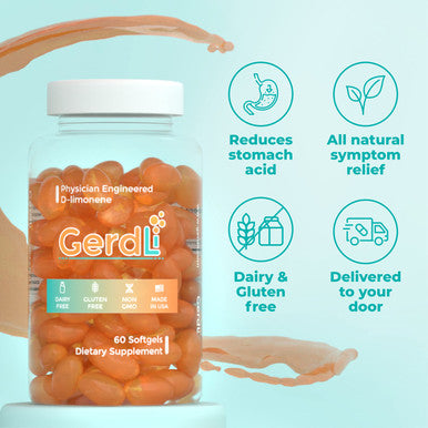 GerdLi Physician Engineered DLimonene Supplement for Natural Relief of Heartburn Gerd and Acid Reflux
