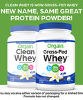 Orgain Grass Fed Whey Protein Powder, Vanilla Bean - 21g of Protein, Low Net Carbs, Gluten Free, Soy Free, No Sugar Added, Kosher, Non-GMO, 1.82 Lb (Packaging May Vary)