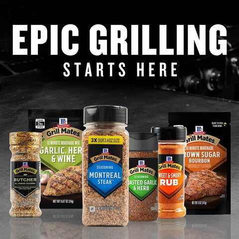 McCormick Grill Mates Seasoning, Montreal Steak, No MSG Added, Gluten Free, No Artificial Flavors, For Transforming Everyday Cuts of Meat and Vegetables into a Grilling Masterpiece, 11.62 oz