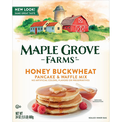 Maple Grove Farms Pancake & Waffle Mix, Buttermilk & Honey, 24 Ounce (Pack Of 6)