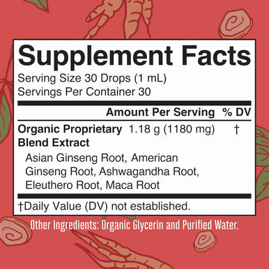 MARYRUTH'S Organics Herbal Supplement for Brain Function Boost Energy Memory Vitality USDA Ginseng with Ashwagandha Eleuthero and Maca Root Extract 1 Fl. Oz