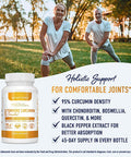 Turmeric Curcumin Supplement Complex - Turmeric Curcumin with Ginger, BioPerine Black Pepper, Boswellia, Glucosamine - 95% Standardized Curcuminoids - Joint Support Supplements*, 90 Capsules