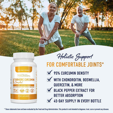 Turmeric Curcumin Supplement Complex - Turmeric Curcumin with Ginger, BioPerine Black Pepper, Boswellia, Glucosamine - 95% Standardized Curcuminoids - Joint Support Supplements*, 90 Capsules