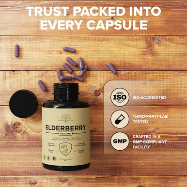 Elderberry With Vitamin C, Zinc, & Ginger Potent Immune Booster 5000 Mg Elderberry, Zinc, & Vitamin C Non-Gmo Immunity Vitamins For Adults To Help You Feel Vibrant, 60 Caps.