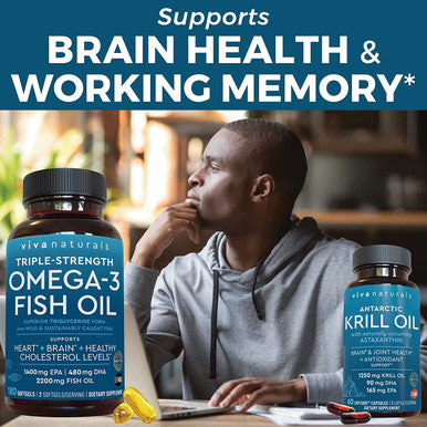 Antarctic Krill Oil and Triple-Strength Omega 3 Fish Oil Bundle, 1250 mg Krill Oil & 2,200 mg Fish Oil Per Serving Providing Omega 3 EPA and DHA