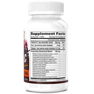 Deva Vegan Vitamin C, 500 MG with Elderberry, Eusacea, Zinc & More, Vegan & No Animal Ingredients, 90 Tablets, 1-Pack